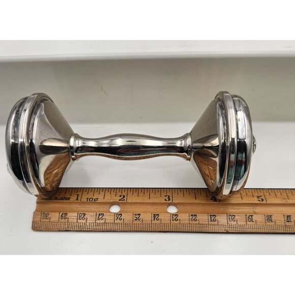 Vintage Godinger Peanuts Snoopy Weight Lifting Silver Plated Baby Rattle No Box - Picture 3 of 11